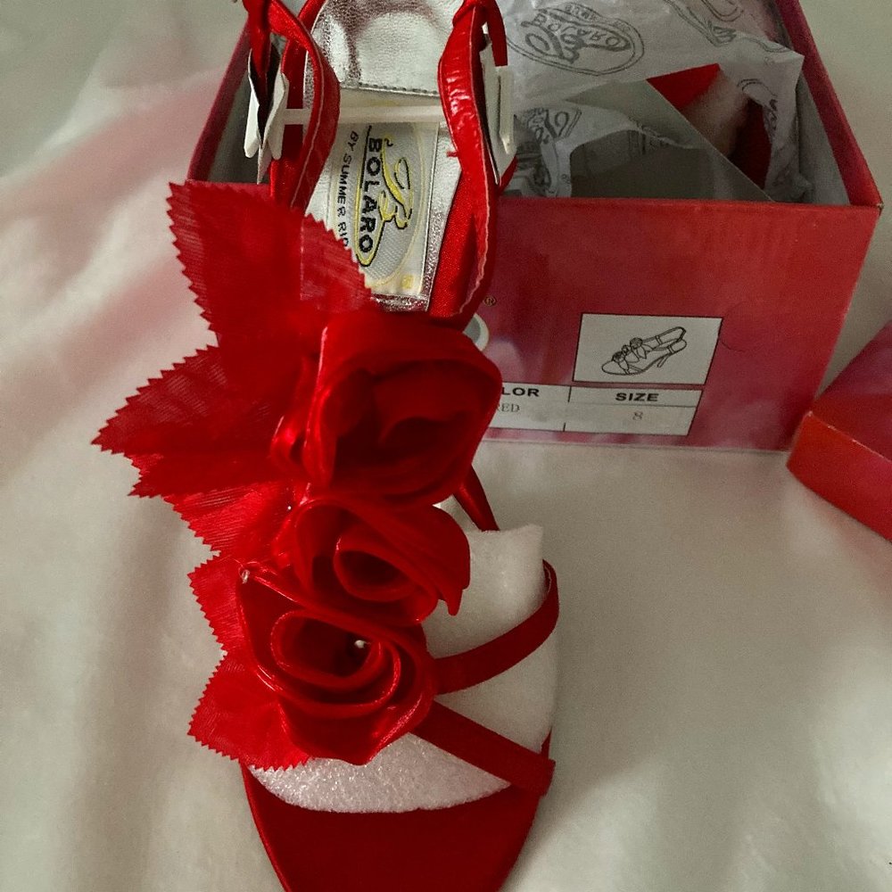 NIB Red Strappy Stilettos  sz. 8